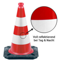 5 Stück: Leitkegel, rot/weiß, voll reflektierend, BASt-geprüft, T+N, 50 cm