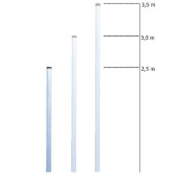 BIGPACK 3 x Rohrpfosten zum Einbetonieren, Ø 7,6 cm, Länge 2,5 m, aus Stahl