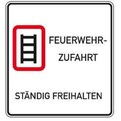 Feuerwehrschild VZ 2449, Feuerwehrzufahrt - ständig freihalten quadratisch