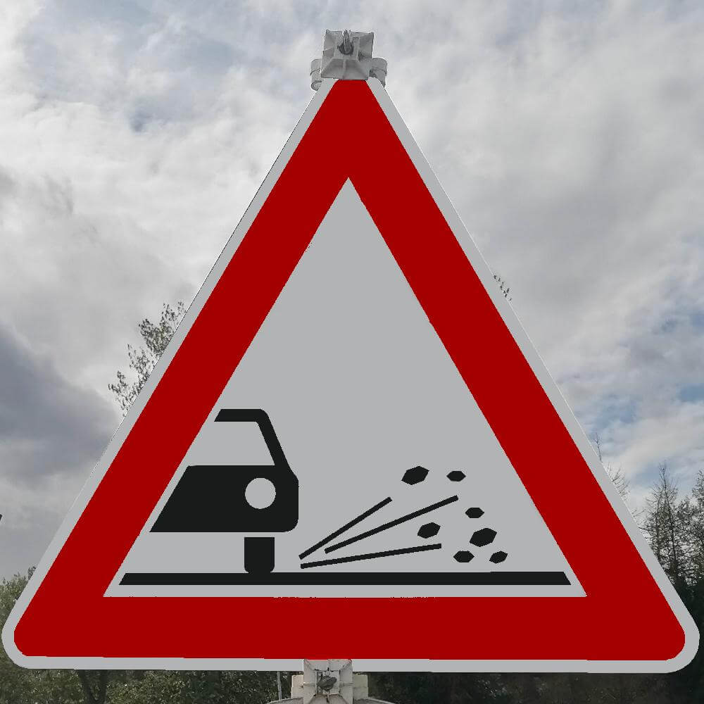 Gefahrzeichen VZ 101-52, Splitt, Schotter, retroreflektierend