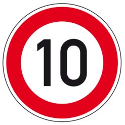 Vorschriftzeichen VZ 274-10, Zulässige Höchstgeschwindigkeit 10km/h