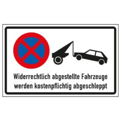 Zusatzzeichen VZ 2428, Widerr. gep. Fahrzeuge werden abgeschleppt, Halteverbot