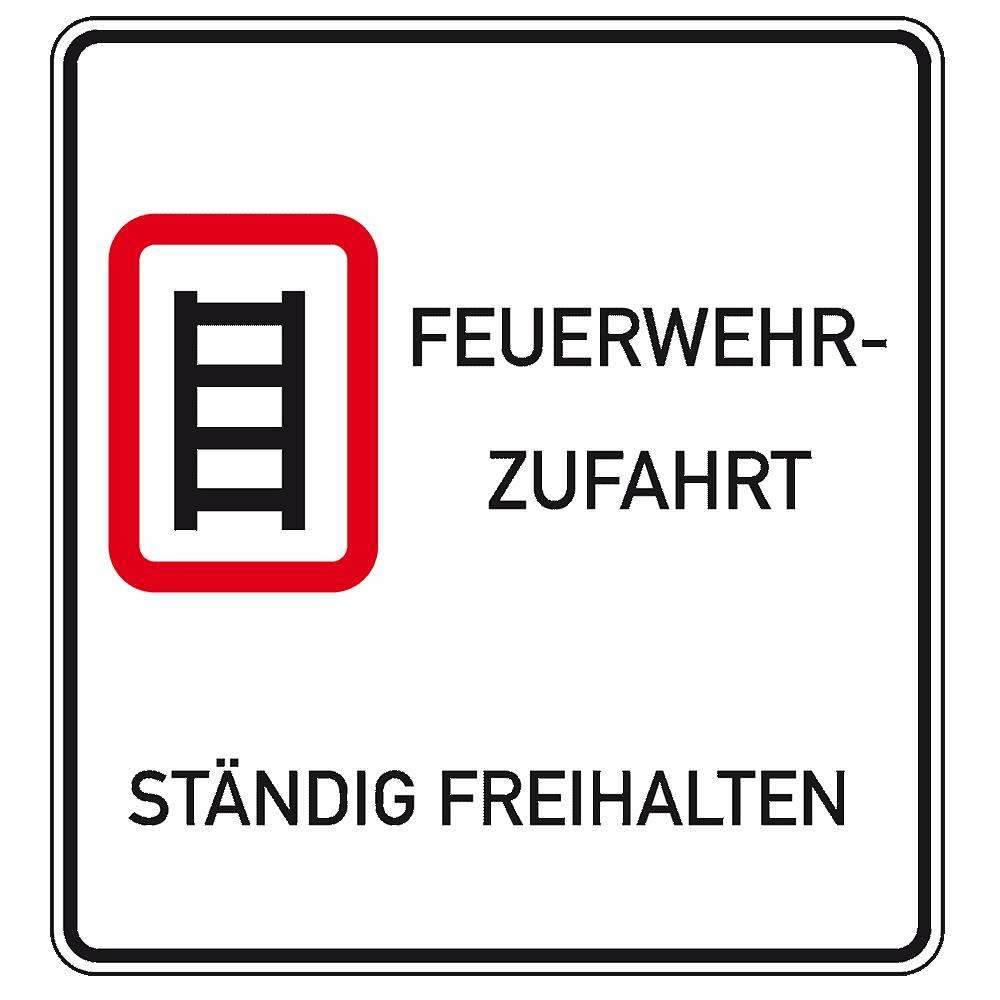 Feuerwehrschild VZ 2449, Feuerwehrzufahrt - ständig freihalten quadratisch