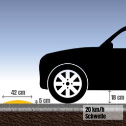 WEMAS Bodenschwelle 20 km/h, Endstück Temposchwelle, schwarz, 42,5x21,25x5 cm