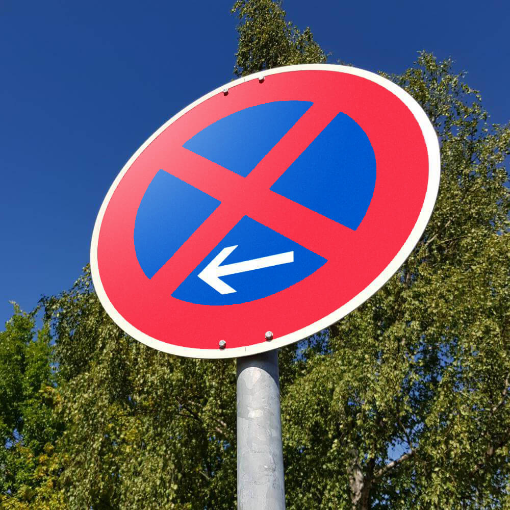 Vorschriftzeichen VZ 283-21, Absolutes Halteverbot (Ende), links