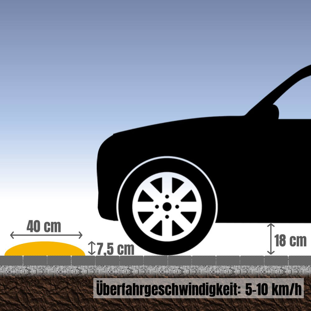 Tempo-Stopper in Gelb, für 5-10 km/h, 2-teilig, Ø 42,5 cm, 7,5 cm hoch