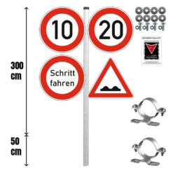 Bodenschwellen-Hinweisschild-Set zum Einbetonieren mit 1 von 4 Verkehrsschildern
