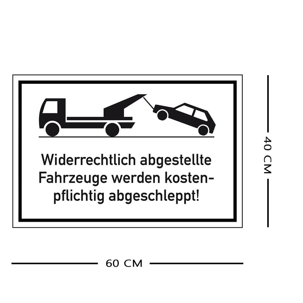 Widerrechtlich abgest. Fahrz. werden kostenpfl. abgeschleppt