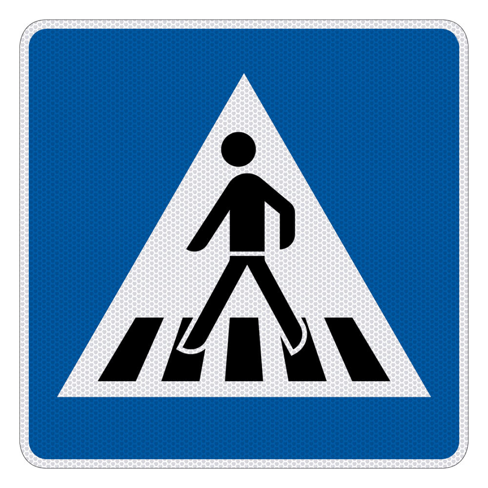 Richtzeichen VZ 350-10, Fußgängerüberweg, Aufstellung rechts