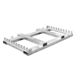 Lager- und Transporttraverse mit 10 x WEMAS Schrankenzaun FUTURE RA1 + Fußplatte