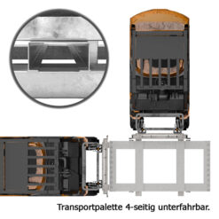 Lager- und Transporttraverse für 20 Schrankenzäune, Stahl, 224 x 112 cm