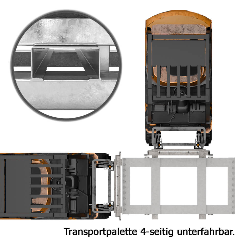 Lager- und Transporttraverse mit 10 x TL-Schrankenzaun RA1 + 11 x Fußplatte
