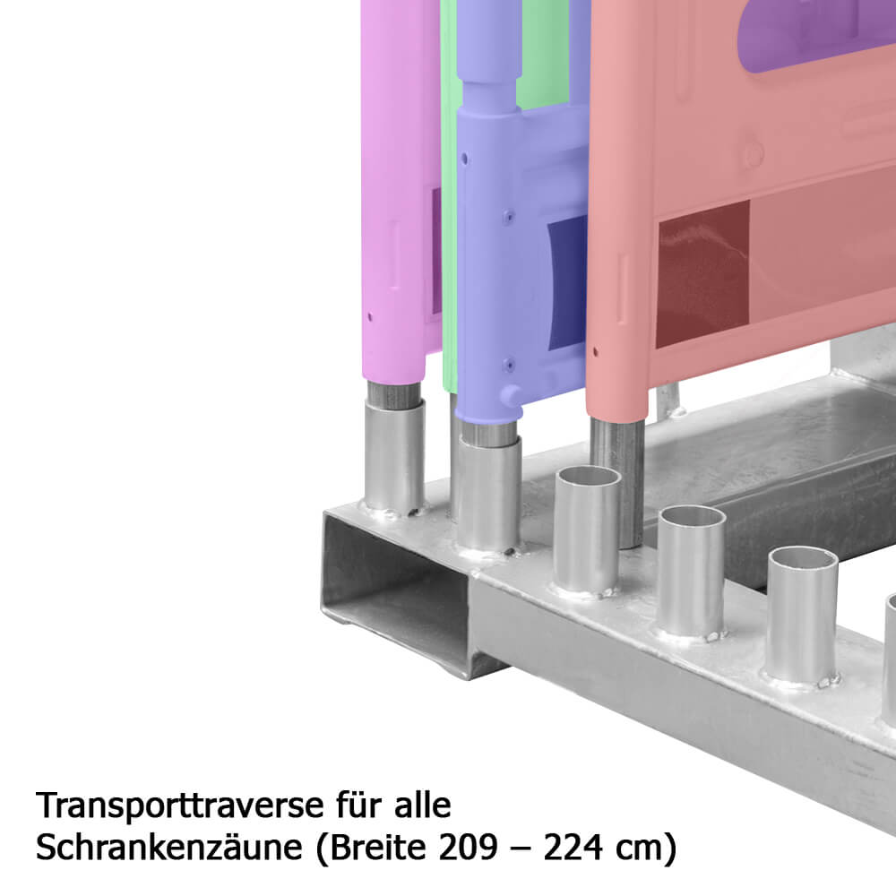Lager- und Transporttraverse für 20 Schrankenzäune, Stahl, 224 x 112 cm