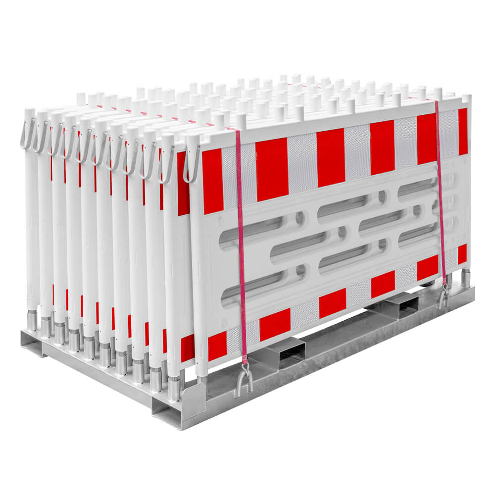 Lager- und Transporttraverse mit 20 x TL-Schrankenzaun RA2, 211 x 112 cm