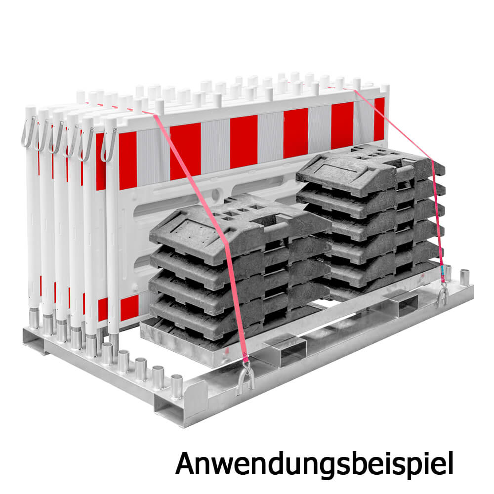 Lager- und Transporttraverse für 20 Schrankenzäune, Stahl, 224 x 112 cm