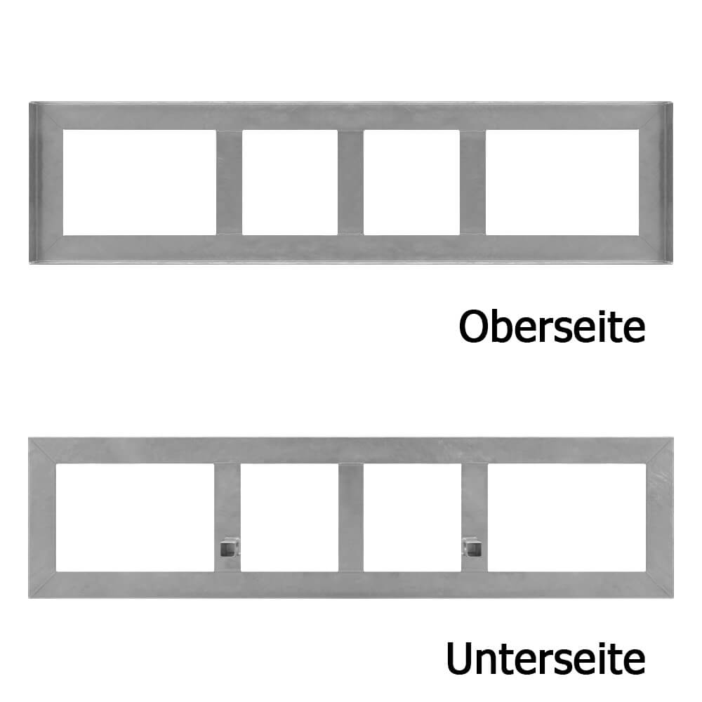 Traversen-Aufsatzrahmen für 12 K1-Fußplatten, Stahl, 180 x 45 cm
