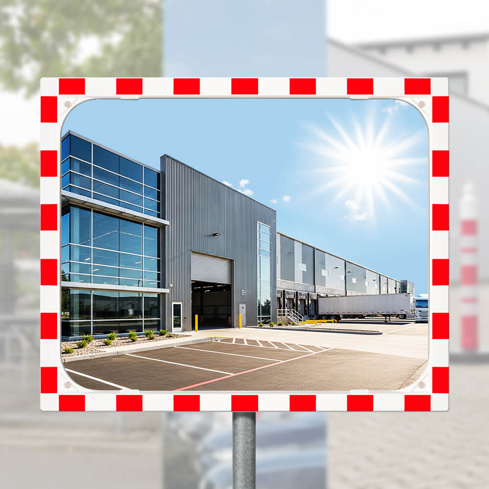 DIAMOND Verkehrsspiegel, SEKURIT-Sicherheitsglas, rot/weiß, 100 x 80 cm