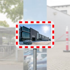 MIRAC Verkehrsspiegel mit Heizung, Acrylglas, rot/weiß, rechteckig, 60 x 40 cm