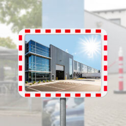 MIRAC Verkehrsspiegel, Acrylglas, rot/weiß, rechteckig, 80 x 60 cm