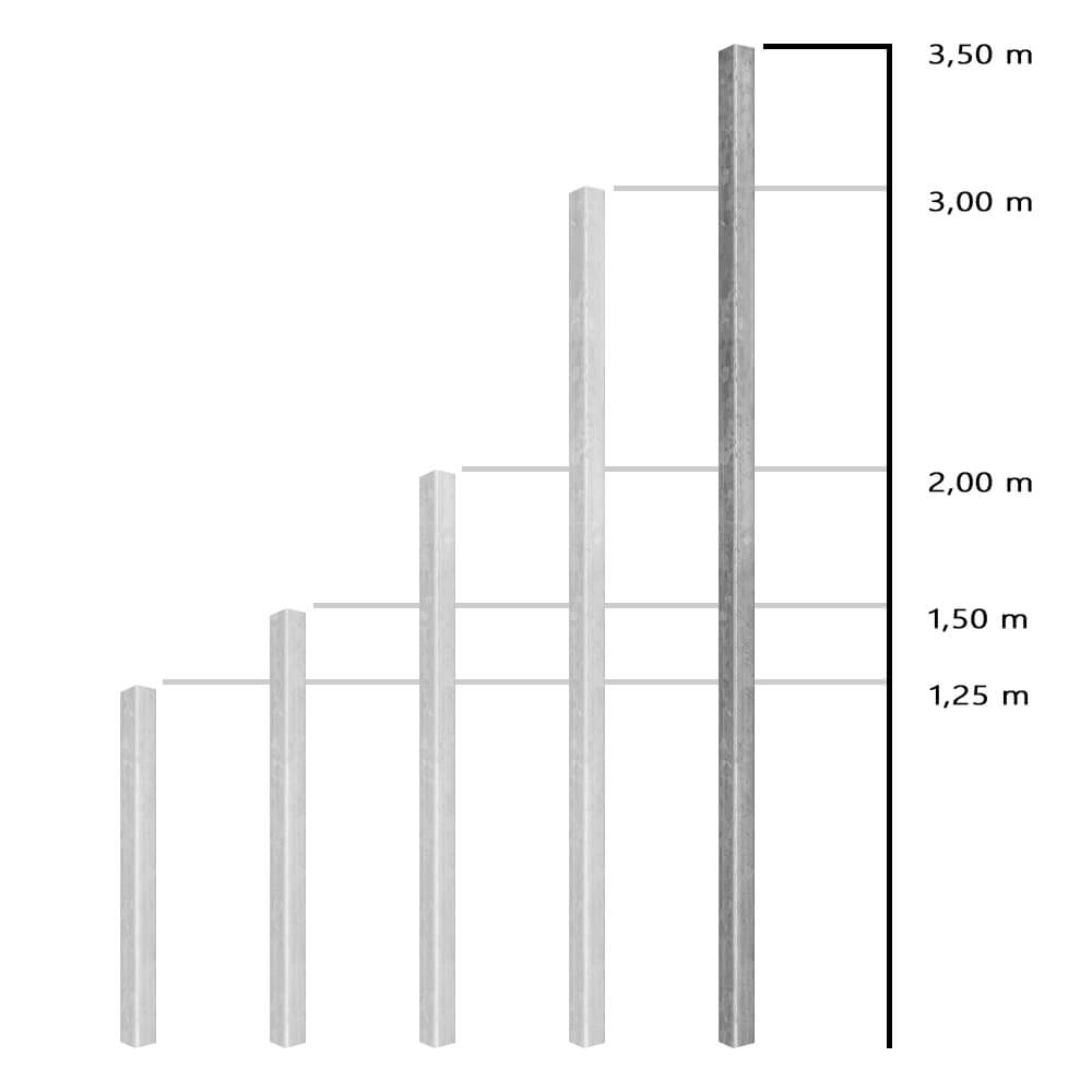 BIGPACK 5x Vierkantrohr aus Stahl, verzinkt, 40 x 40 cm, Länge 3,5 m