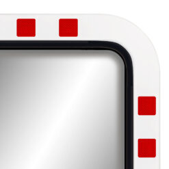Edelstahl-Verkehrsspiegel IceFree ECO, rot/weiß, 100 x 80 cm, mit Rohrpfosten