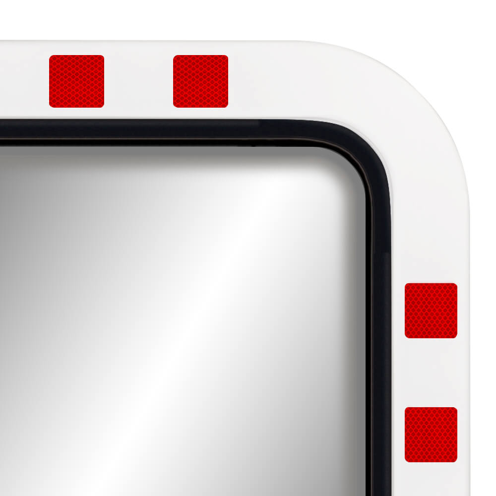 Edelstahl-Verkehrsspiegel IceFree ECO, rot/weiß, 80 x 60 cm, mit Rohrpfosten
