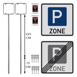 Komplett-Set Parkraumbewirtschaftungszone Anfang/Ende, RA2, 60 x 60 cm