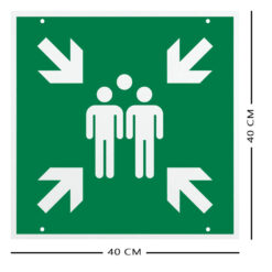 Sammelplatz-Dreieck-Set mit 3 Rettungszeichen, Rahmen und Befestigungsmaterial