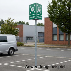 Sammelplatz-Dreieck-Set mit 3 Rettungs-Kombizeichen, Rahmen + Befestigungsmat.