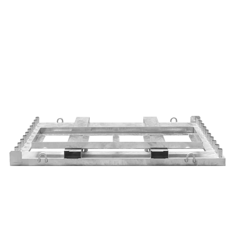 Lager- und Transporttraverse mit Aufsatzrahmen für K1-Fußplatten, 224 x 112 cm