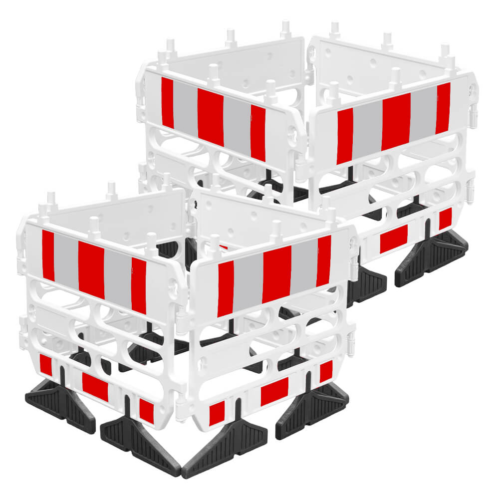 XL-Schachtabsperrung, Schachtschutzgitter, 8-teilig, rot/weiß, RA1, 130 x 130 cm