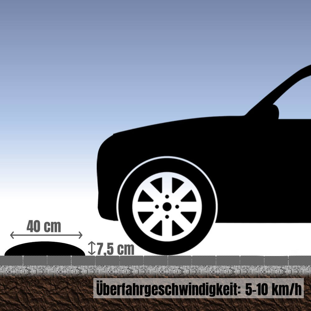 Bodenschwellen-Set 5-10 km/h, 2,4 m gelb/schwarz kombiniert, 7,5 cm hoch
